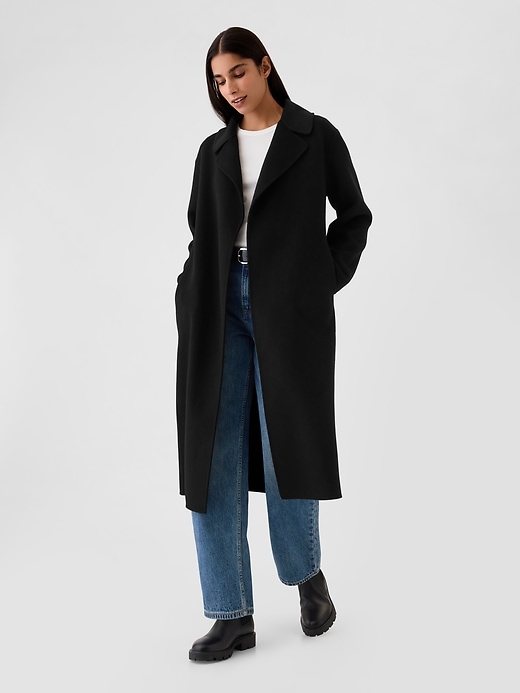 Image number 3 showing, Belted Double-Faced Wool Coat