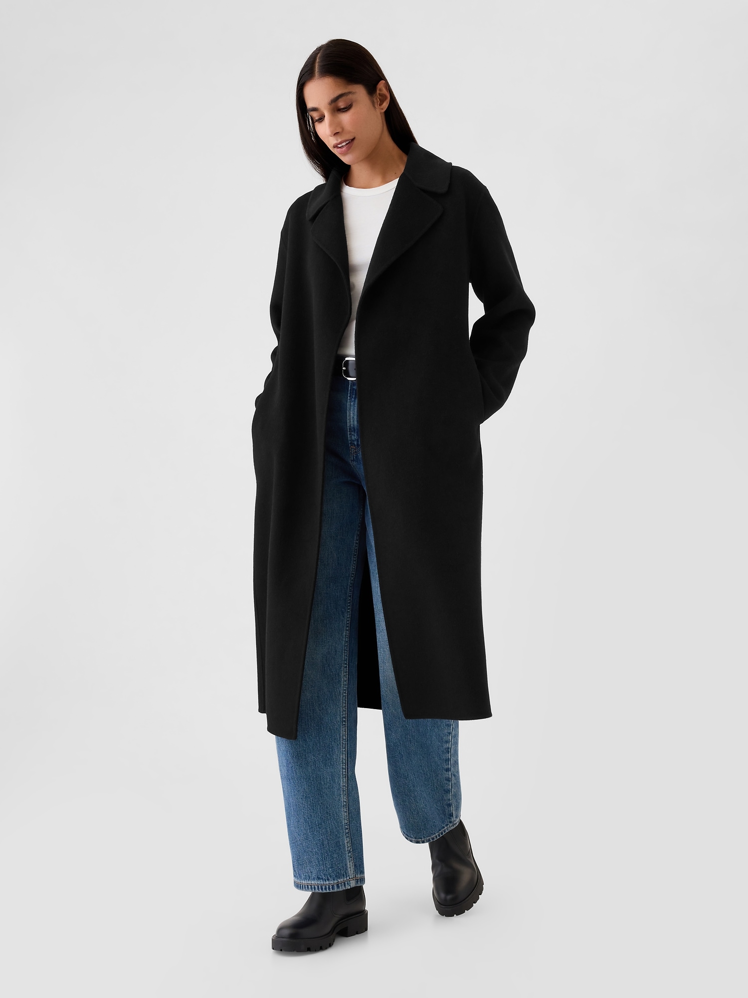 Belted Double Faced Wool Coat Gap