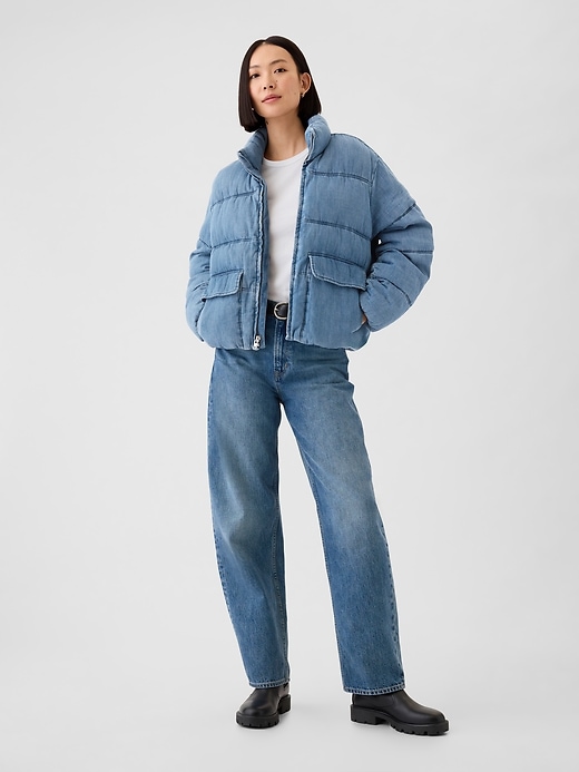 Image number 3 showing, Oversized Denim Puffer Jacket