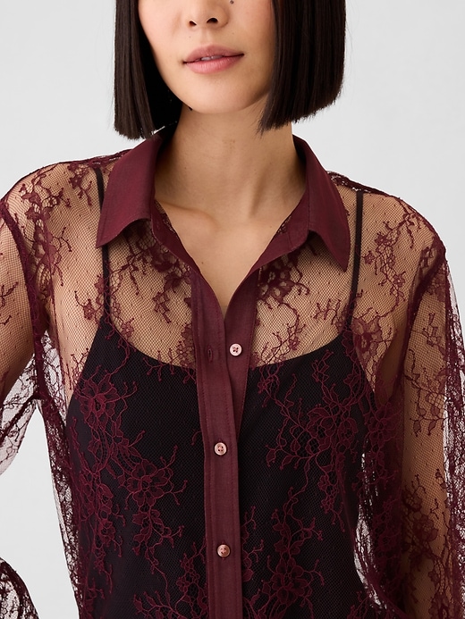 Image number 4 showing, Sheer Lace Classic Shirt