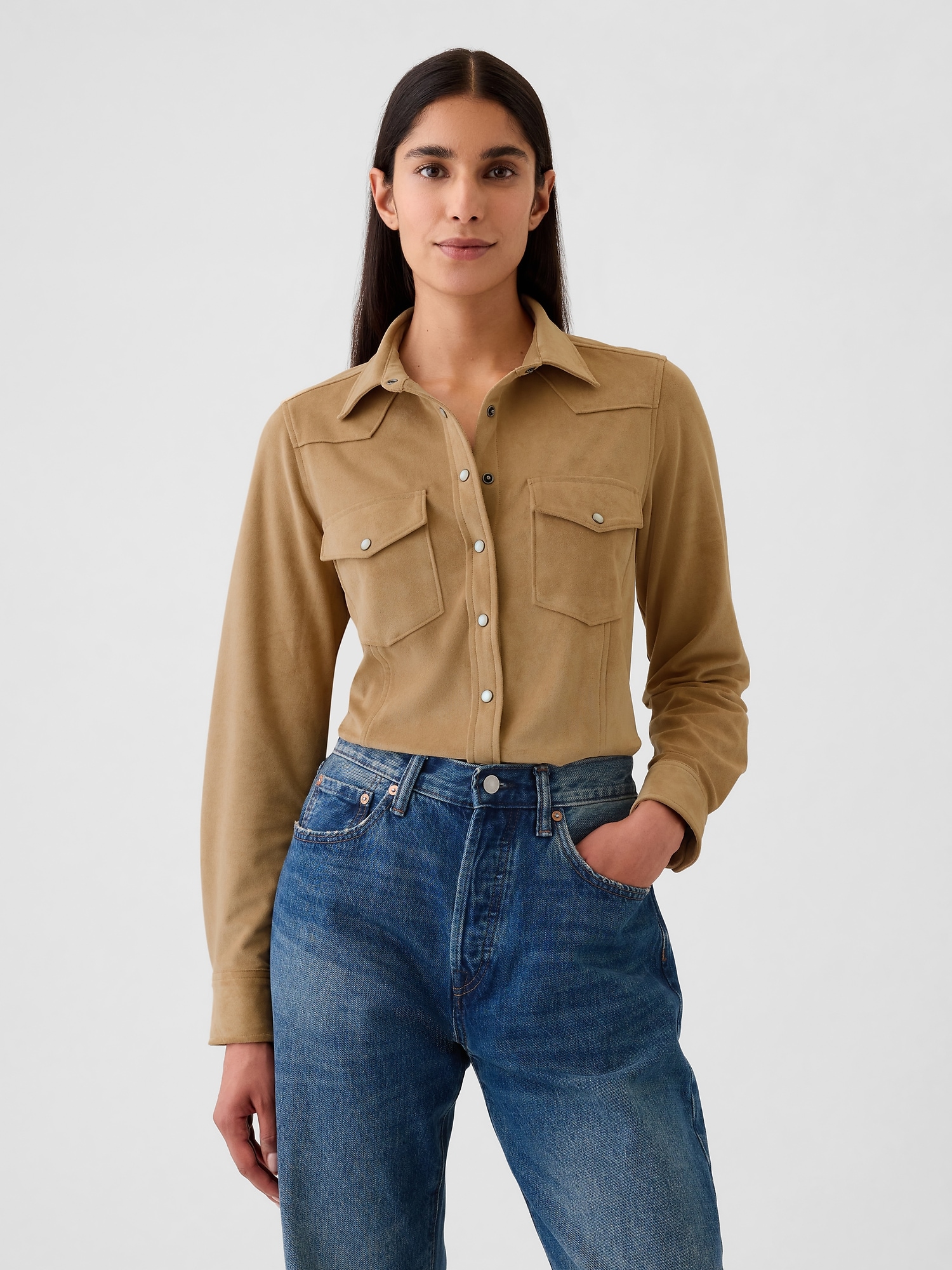 GapHeritage Vegan Suede Western Shirt