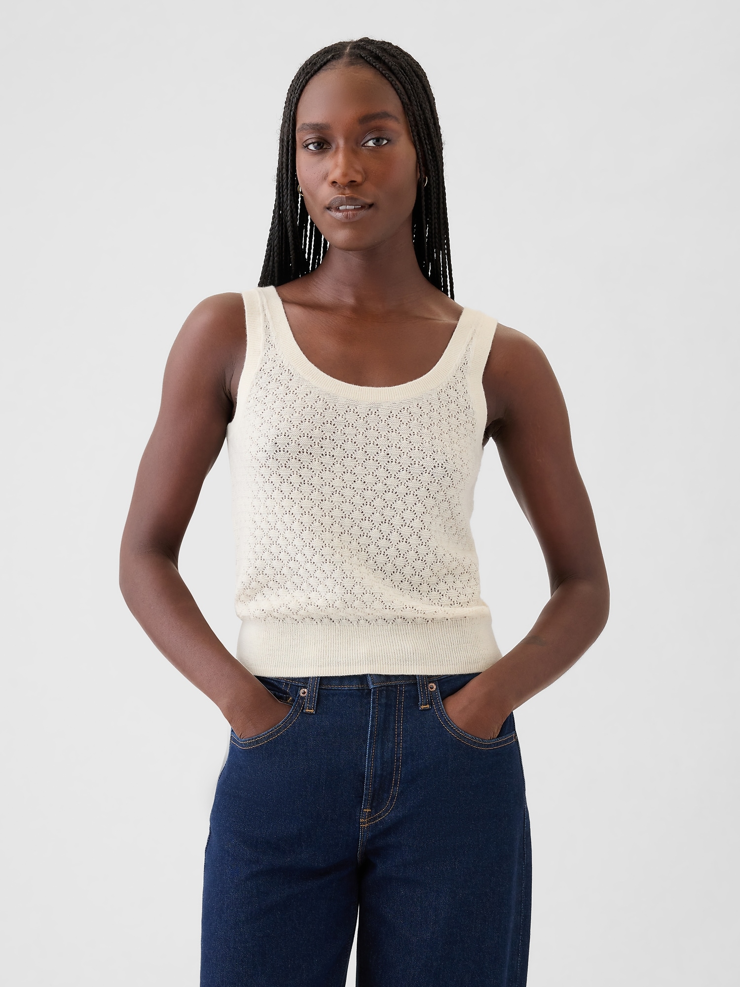 Gap Women s Cropped Pointelle Sweater Tank