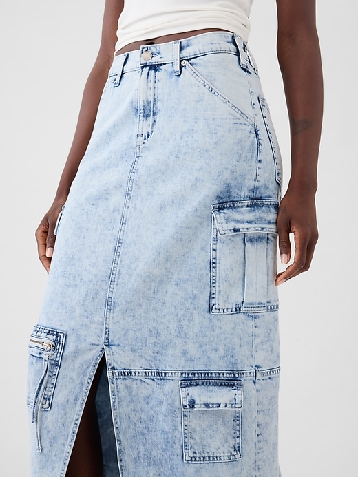 Image number 4 showing, Denim Double Cargo Maxi Skirt