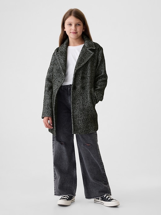 Image number 3 showing, Kids Herringbone Tweed Overcoat