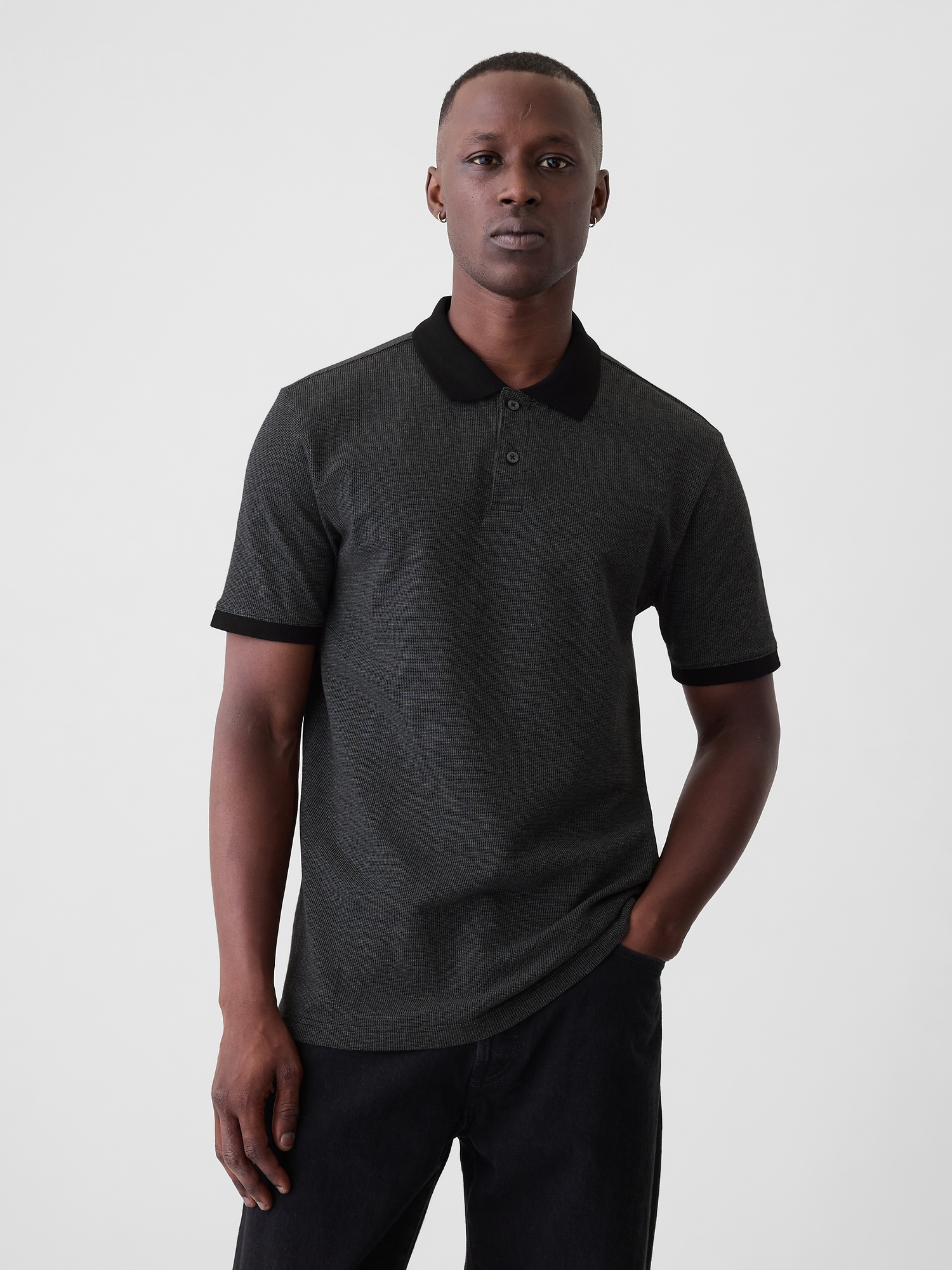 Pique Polo Shirt - Gray