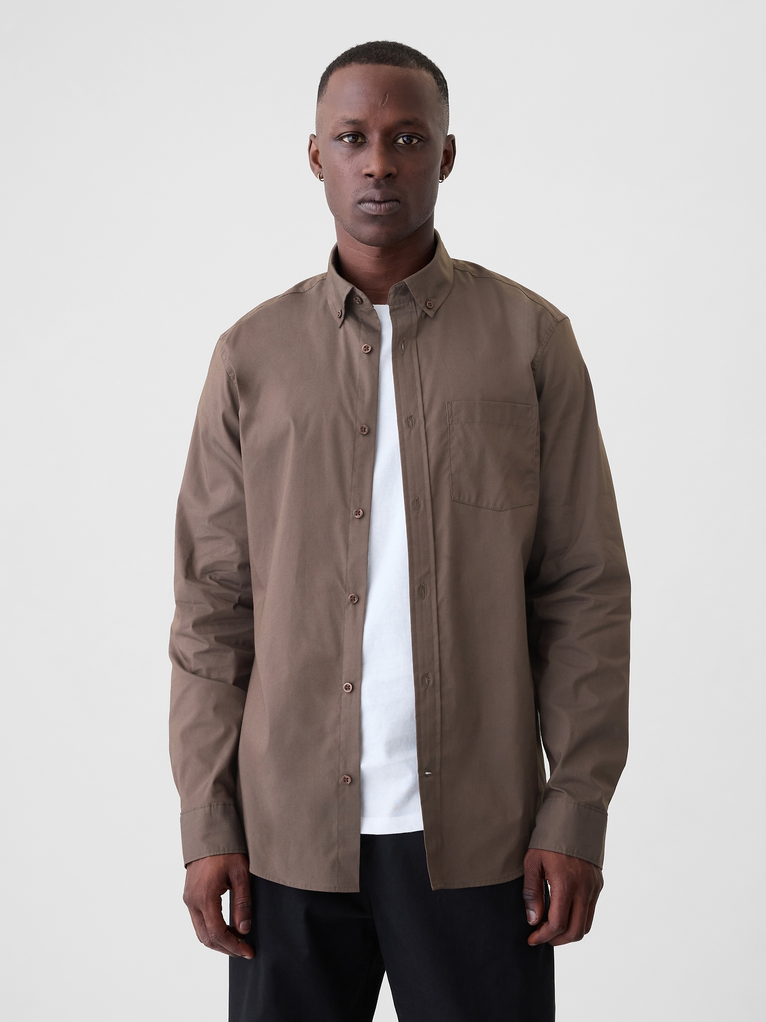 All-Day Poplin Shirt in Standard Fit - Brown