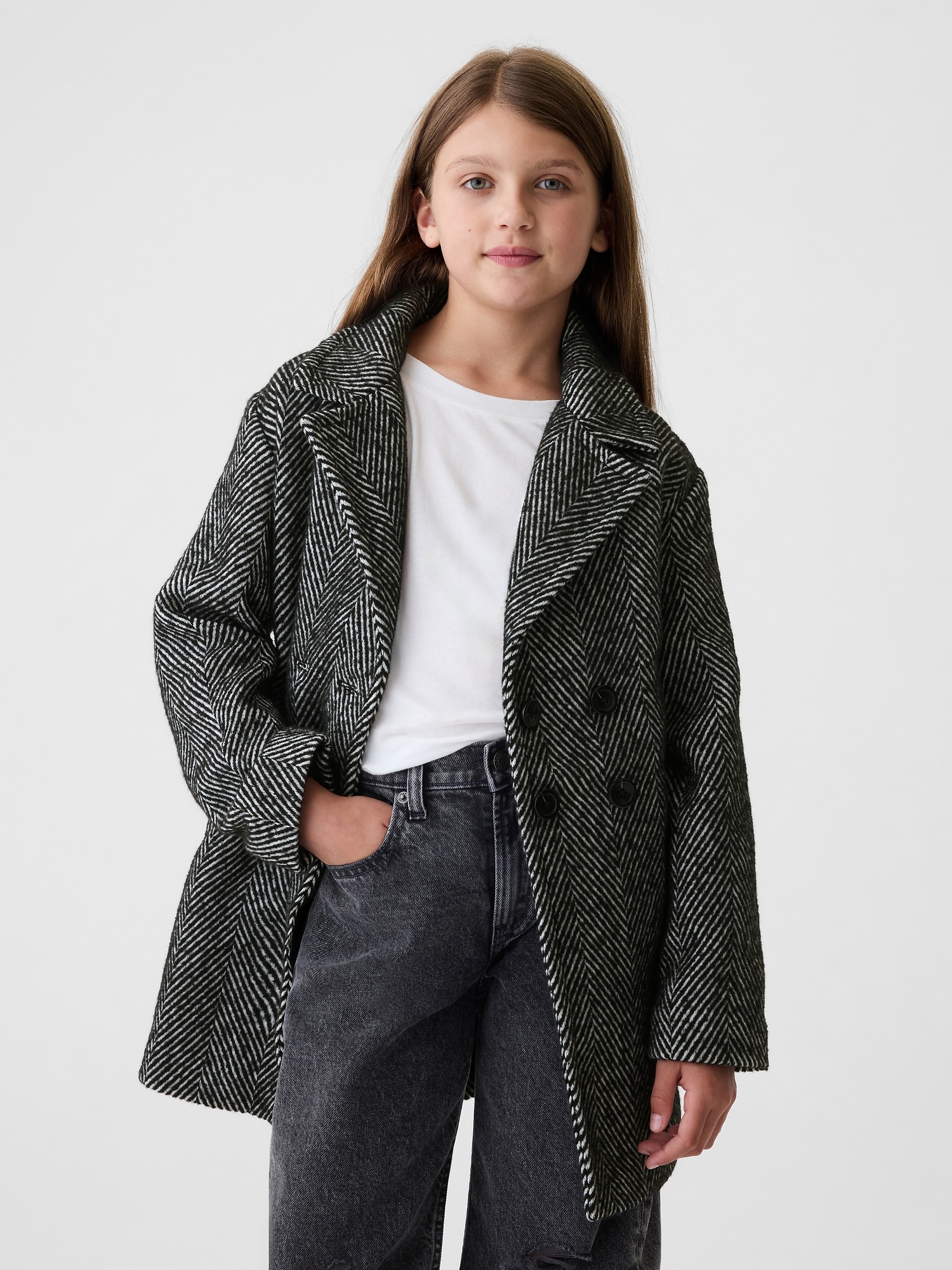 Kids Herringbone Tweed Overcoat Gap