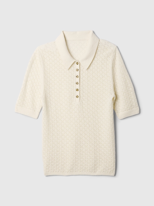 Image number 9 showing, Pointelle Polo Sweater