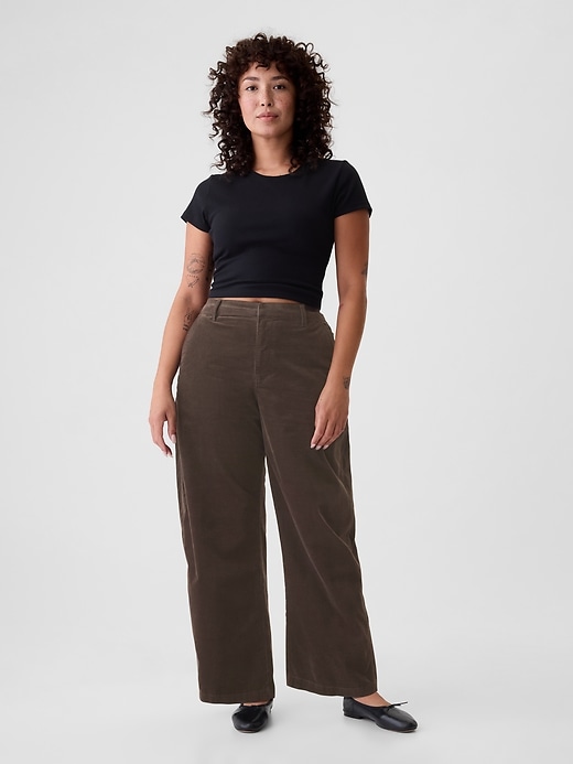 Image number 5 showing, High Rise Corduroy Tapered Ankle Trousers