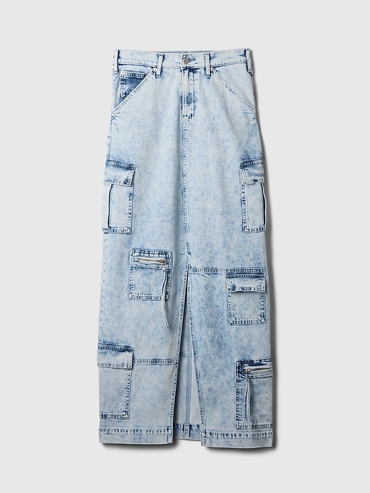 Image number 5 showing, Denim Double Cargo Maxi Skirt