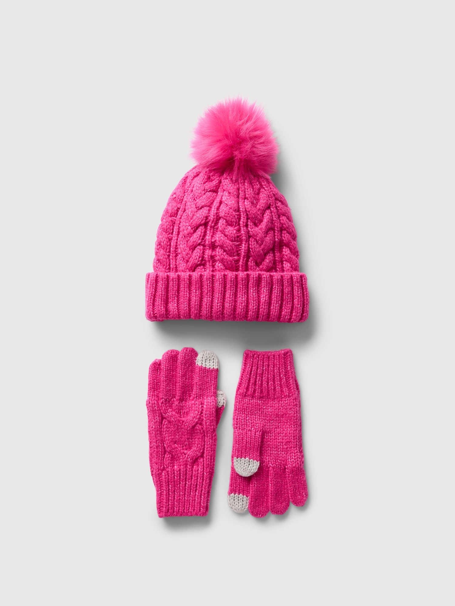 Ensemble de bonnet et de gants en tricot torsadé pour Enfant