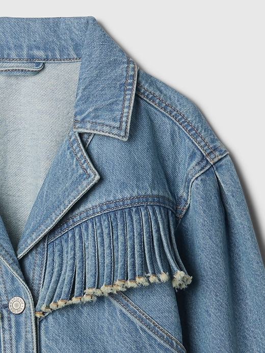 Image number 4 showing, Kids Fringe Western Denim Jacket