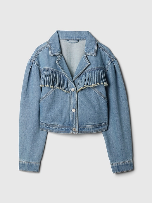 Image number 5 showing, Kids Fringe Western Denim Jacket