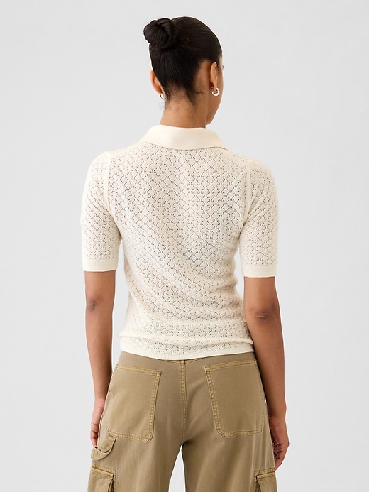 Image number 2 showing, Pointelle Polo Sweater