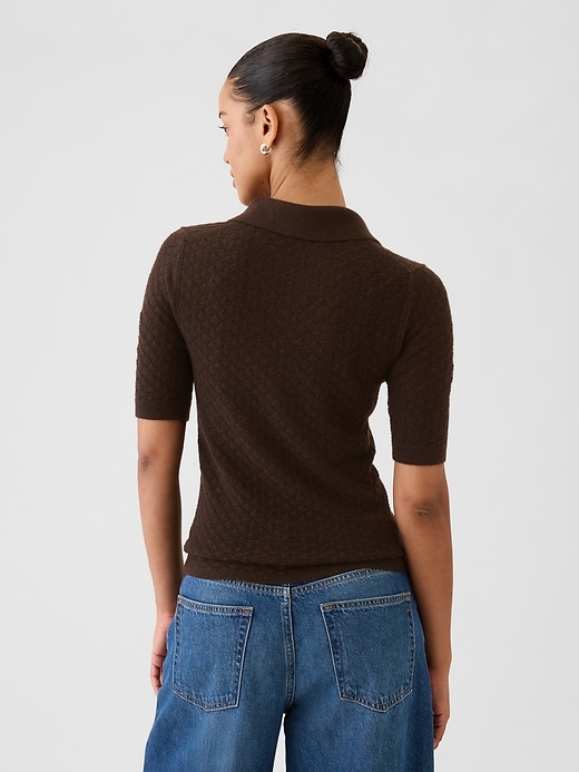 Image number 2 showing, Pointelle Polo Sweater