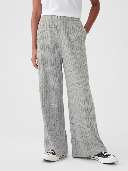 Image number 7 showing, Kids Softspun Rib Wide-Leg Pants