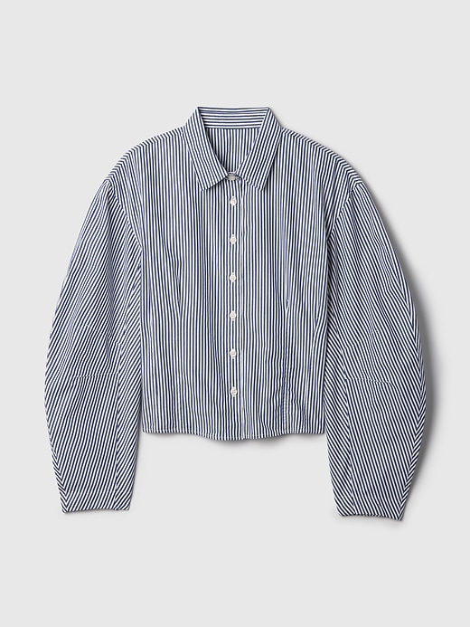 Image number 5 showing, Organic Cotton Poplin Barrel Sleeve Cropped Shirt