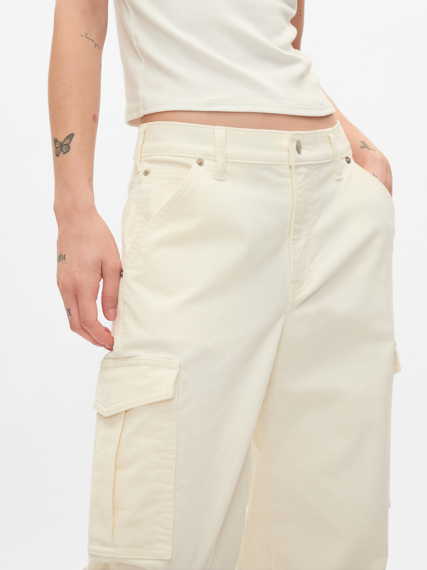 Mid Rise Corduroy '90s Loose Cargo Pants