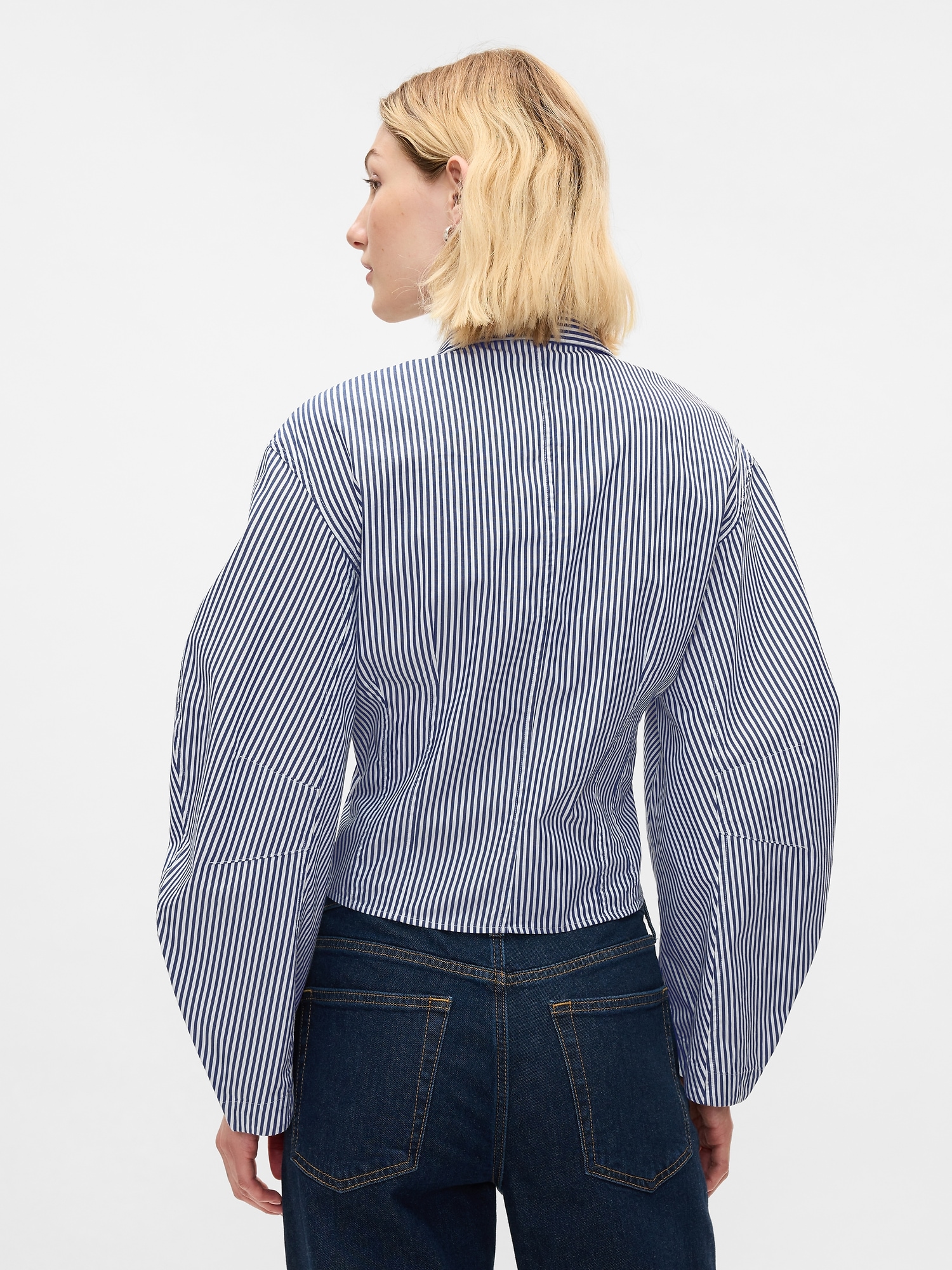 Organic Cotton Barrel Sleeve Cropped Shirt