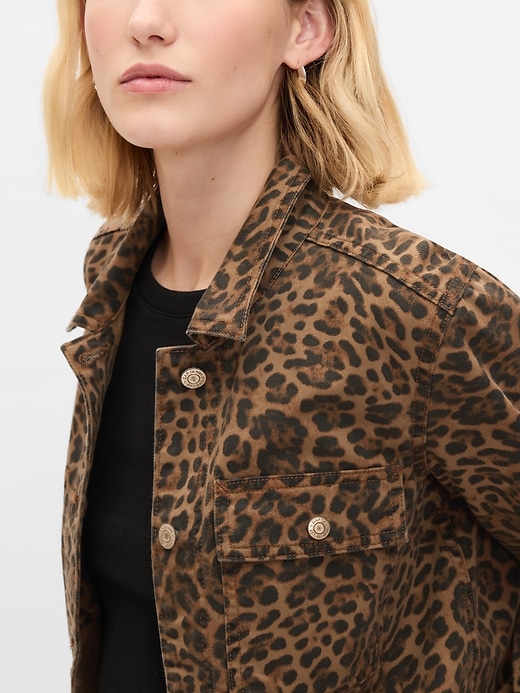 Image number 4 showing, Leopard Denim Chore Jacket