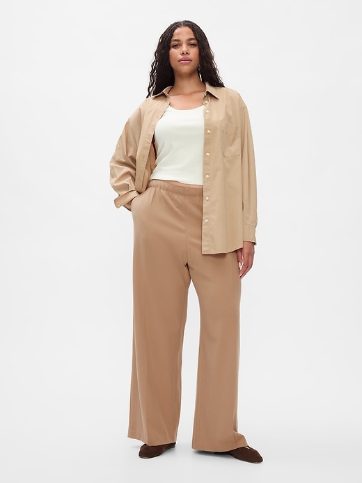 Image number 5 showing, Wide-Leg Seamed Pull-On Pants