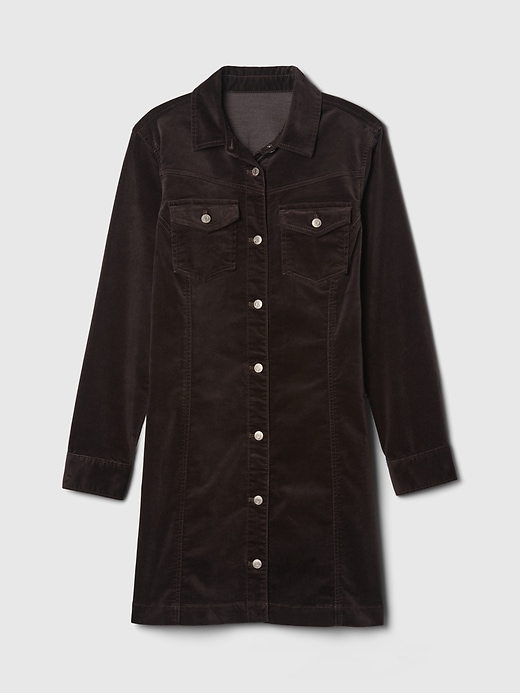 Image number 7 showing, Velvet Denim Mini Shirtdress