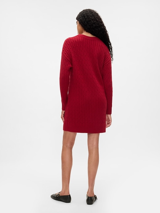 Image number 2 showing, CashSoft Cable-Knit Mini Sweater Dress