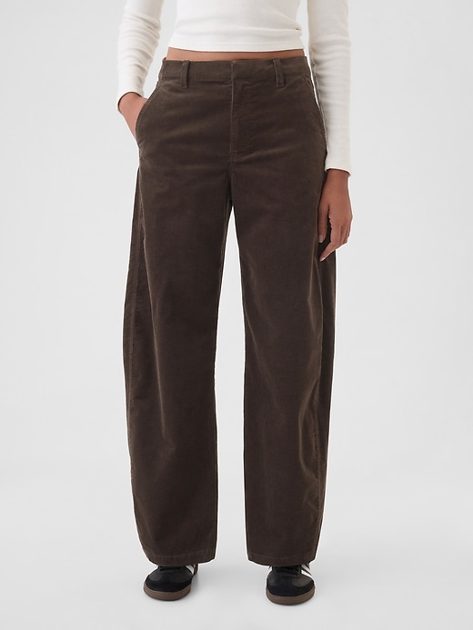 Image number 2 showing, High Rise Corduroy Tapered Ankle Trousers