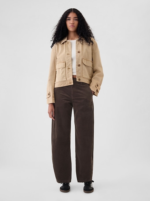 Image number 1 showing, High Rise Corduroy Tapered Ankle Trousers