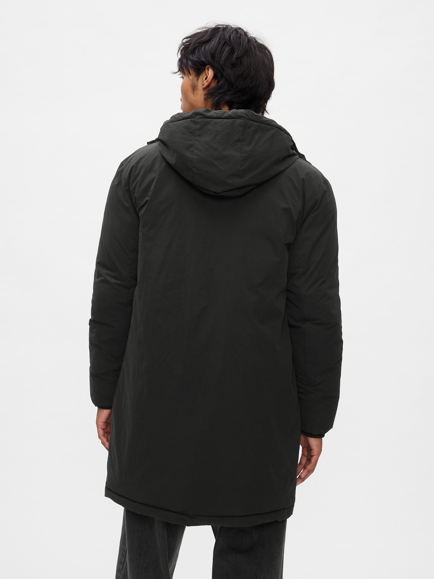 Black padded parka jacket hotsell