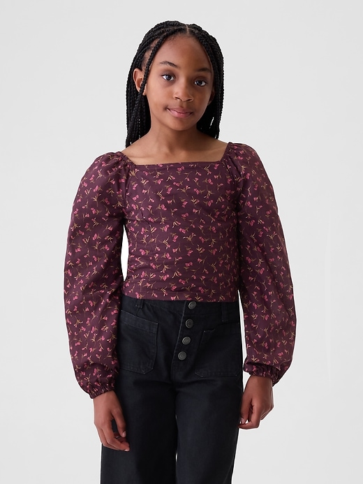 Image number 1 showing, Kids Cropped Puff Sleeve Shirt