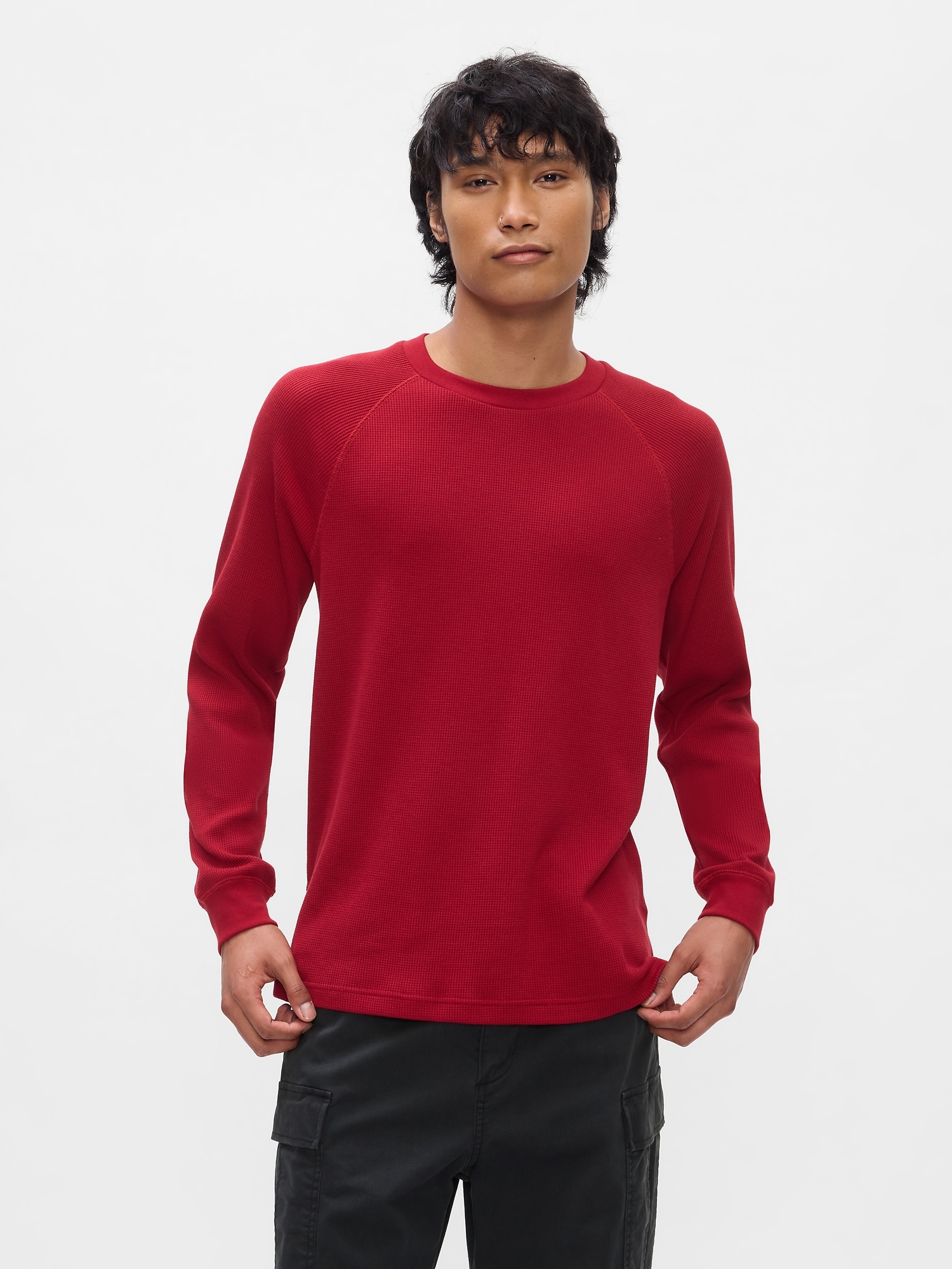 Waffle-Knit Raglan T-Shirt