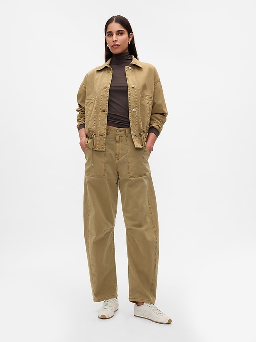 Image number 7 showing, Mid Rise Twill Barrel Pants