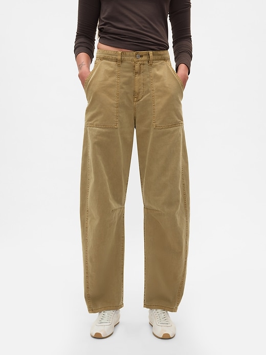 Image number 2 showing, Mid Rise Twill Barrel Pants