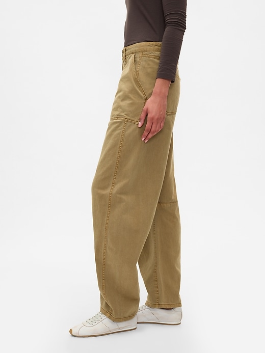 Image number 8 showing, Mid Rise Twill Barrel Pants