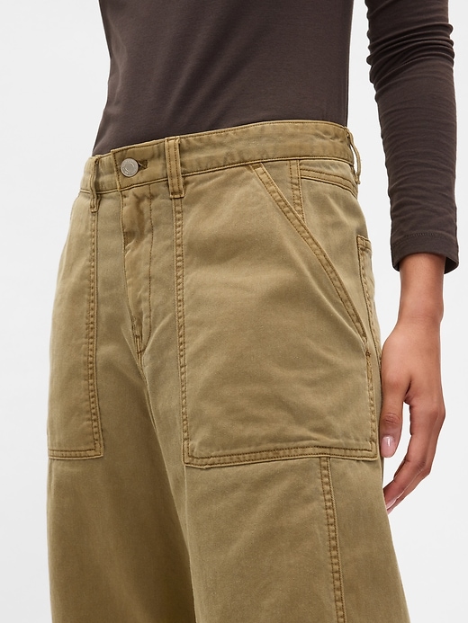 Image number 8 showing, Mid Rise Twill Barrel Pants