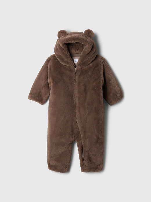 Image number 1 showing, Baby Faux Fur Bear One-Piece