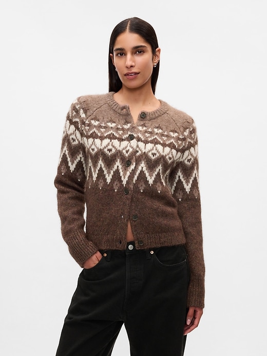 Image number 6 showing, Brushed Fair Isle Cropped Cardigan