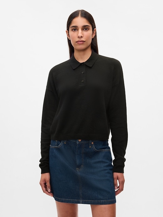 Image number 1 showing, CashSoft Relaxed Polo Sweater