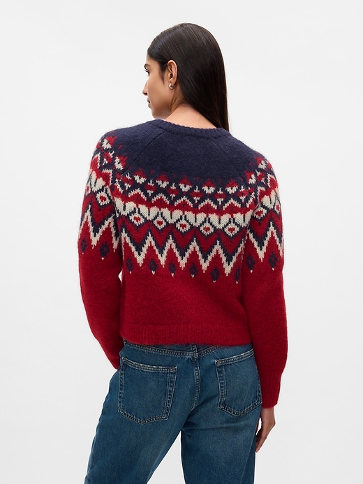 Image number 2 showing, Brushed Fair Isle Cropped Cardigan