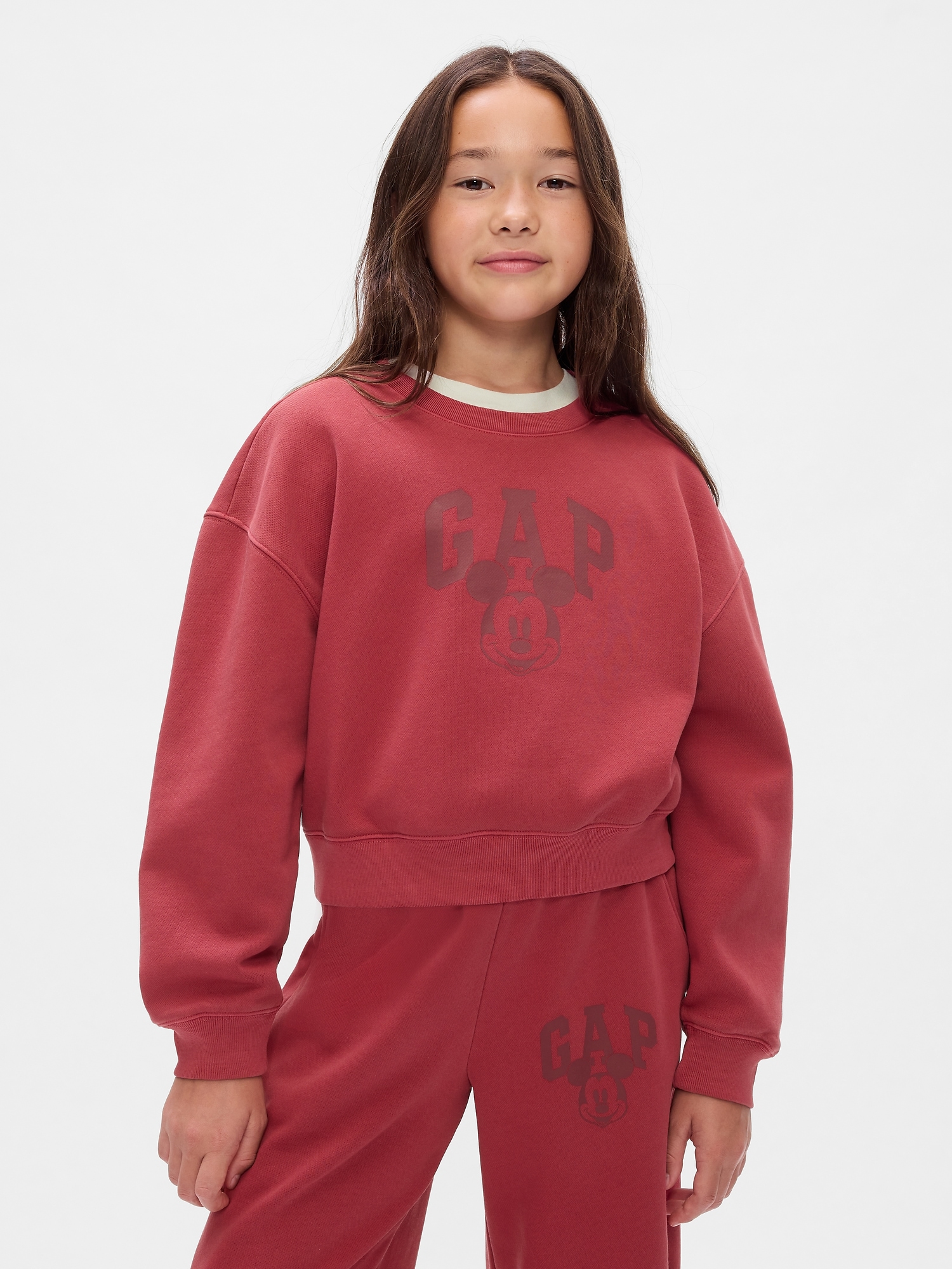 Gap × Disney Kids Vintage Soft Mickey Mouse Logo Cropped Sweatshirt