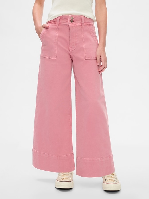 Image number 2 showing, Kids High Rise Stride Wide-Leg Ankle Jeans