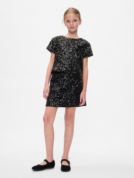 Image number 1 showing, Kids Sequin Velvet Mini Skirt