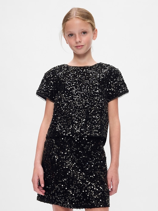 Image number 1 showing, Kids Sequin Velvet Top