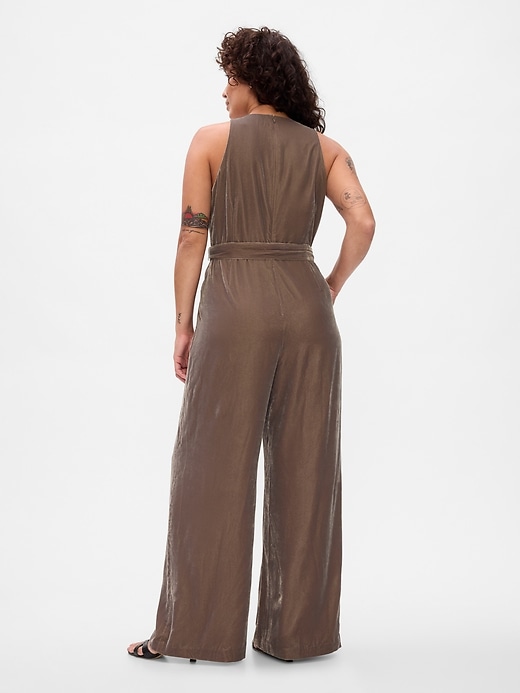 Image number 6 showing, Recycled Velvet V-Neck Jumpsuit