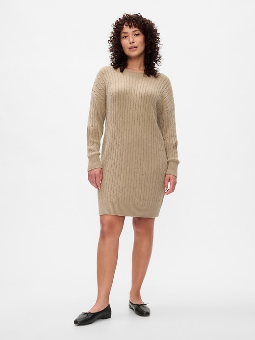 Image number 9 showing, CashSoft Cable-Knit Mini Sweater Dress