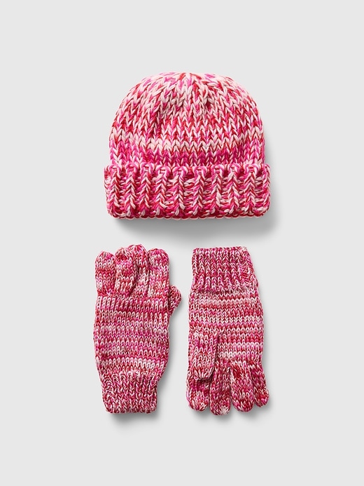 L'image numéro 1 présente Ensemble avec bonnet en tricot épais pour Enfant