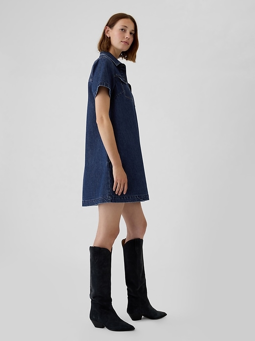 Image number 3 showing, Denim Shift Mini Dress