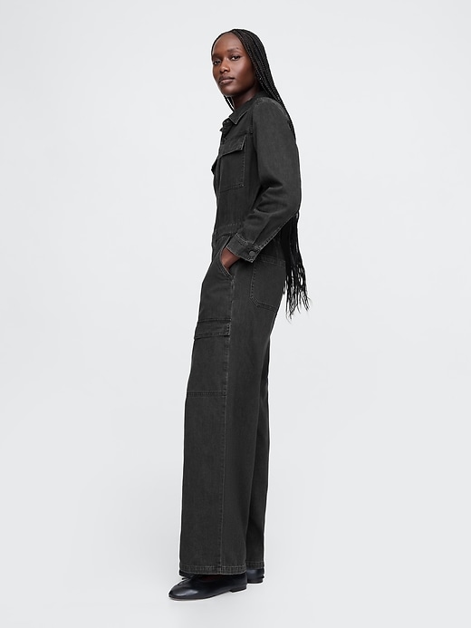 Image number 3 showing, Denim Cargo Jumpsuit