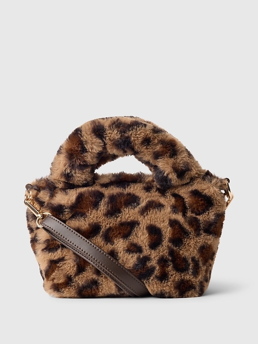 Image number 1 showing, Kids Leopard Faux Fur Crossbody Bag